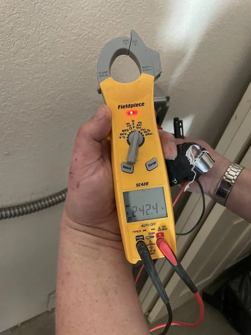 Voltage testing with clamp meter during Generator Installation in West Falls Church